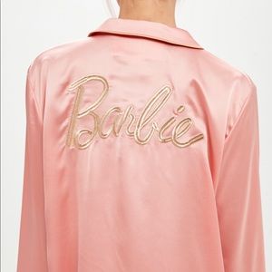 Barbie x Missguided Pink Satin Embroidered size 12